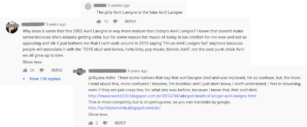 Screenshot of YouTube comments